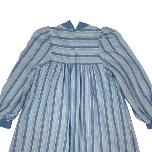 Petit Diable Girls Vintage Flannel Dress 10 Years Old Long Sleeve Blue - Picture 7 of 11